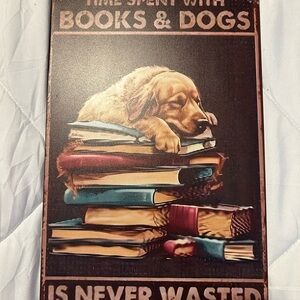 Decorative Dog and Books Wall Art